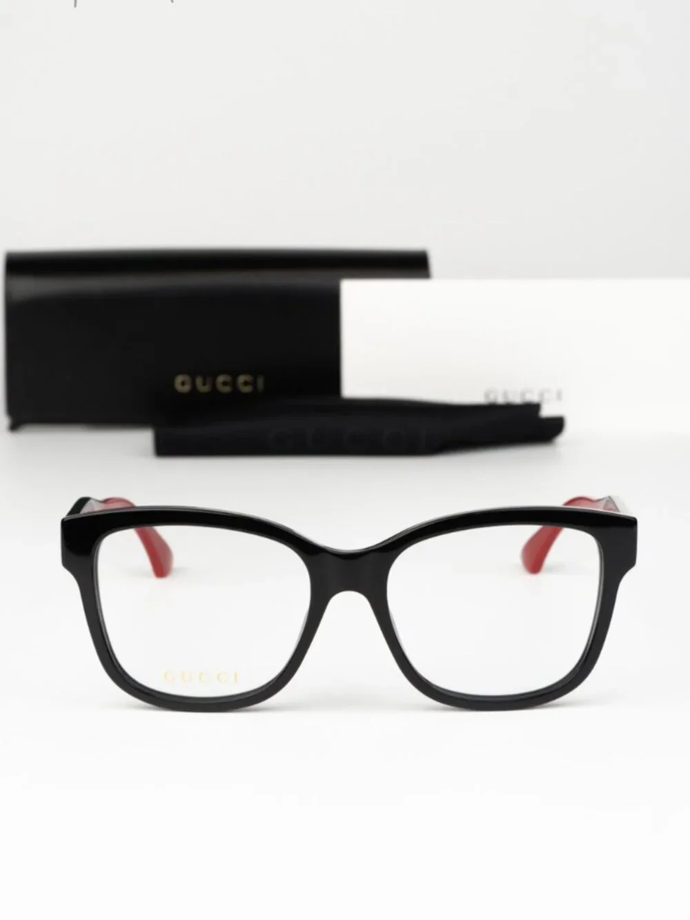 Gucci Men Eyeglasses Black Green Demo Square GG0038ONN 001 NEW AUTHENTIC
